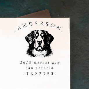 Bernese Mountain Hund Familienname & Rücksendeadre Gummistempel