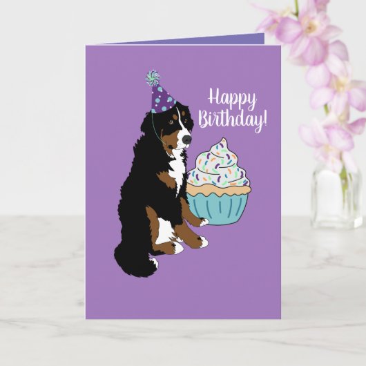 Bernese Mountain Hund Geburtstag geklappte Grußkar Karte (Orchidee)