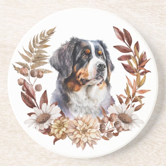 Bernese Mountain Hund Herbstkranz Getränkeuntersetzer (Vorne)