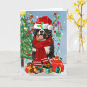 Bernese Mountain Hund im Schnee mit Weihnachtsgesc Karte (Gelbe Blume)