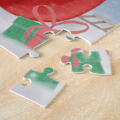 Bernese Mountain Hund im Schnee mit Weihnachtsgesc Puzzle (Seite)