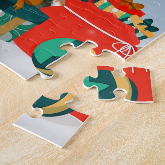 Bernese Mountain Hund im Schnee mit Weihnachtsgesc Puzzle (Seite)