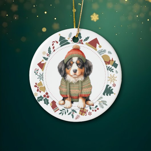 Bernese Mountain Hund im Winter Sweater Christmas Keramik Ornament