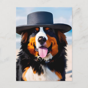 Bernese Mountain Hund in einem Hut Postkarte
