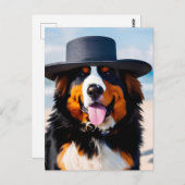 Bernese Mountain Hund in einem Hut Postkarte (Vorne/Hinten)