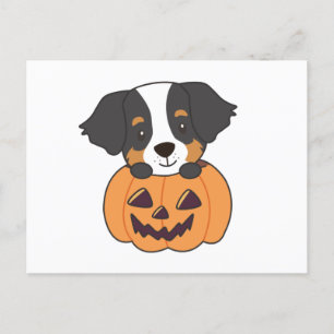 Bernese Mountain Hund in Pumpkin Hunde glücklich Postkarte