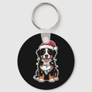Bernese Mountain Hund in Weihnachtslicht ummantelt Schlüsselanhänger