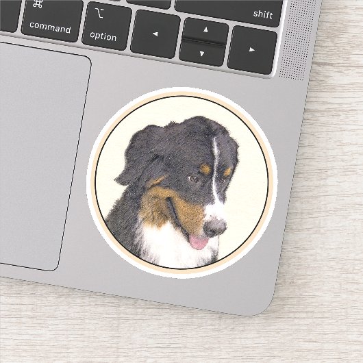 Bernese Mountain Hund Malerei - Original Hunde Kun Aufkleber (Detail)