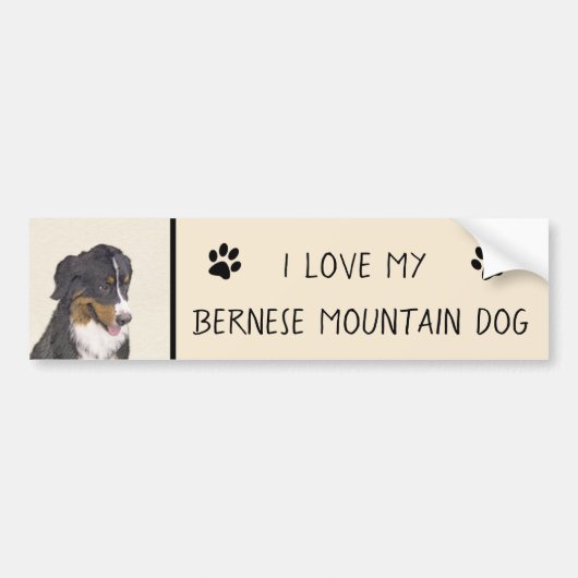 Bernese Mountain Hund Malerei - Original Hunde Kun Autoaufkleber (Vorne)