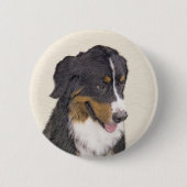 Bernese Mountain Hund Malerei - Original Hunde Kun Button (Vorderseite)