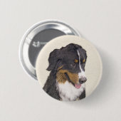 Bernese Mountain Hund Malerei - Original Hunde Kun Button (Vorne & Hinten)