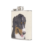 Bernese Mountain Hund Malerei - Original Hunde Kun Flachmann (Links)