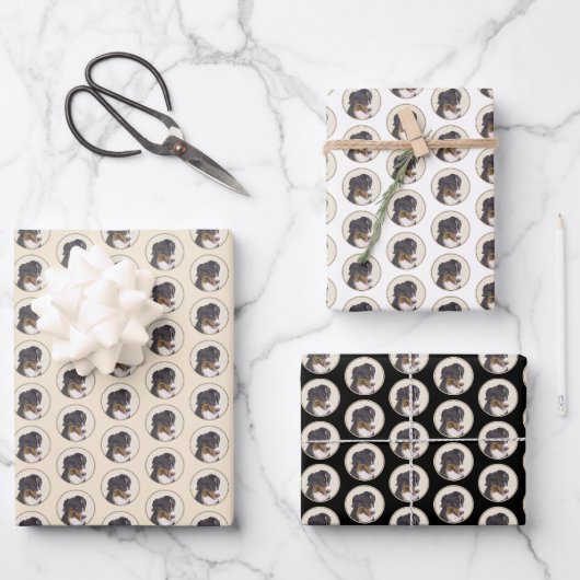 Bernese Mountain Hund Malerei - Original Hunde Kun Geschenkpapier Set (Vorderseite)