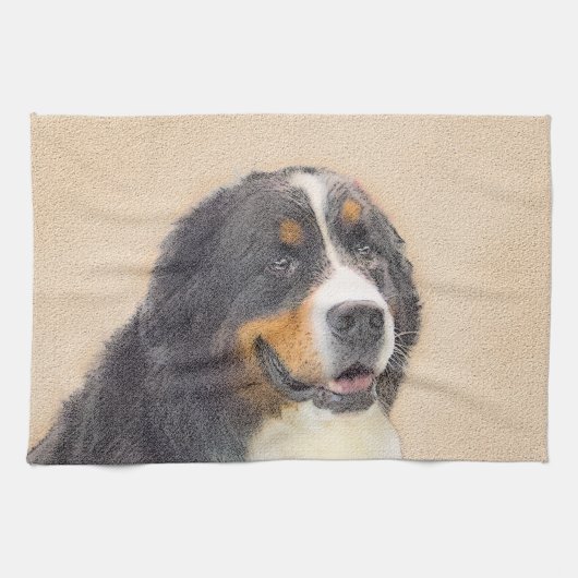 Bernese Mountain Hund Malerei - Original Hunde Kun Geschirrtuch (Horizontal)