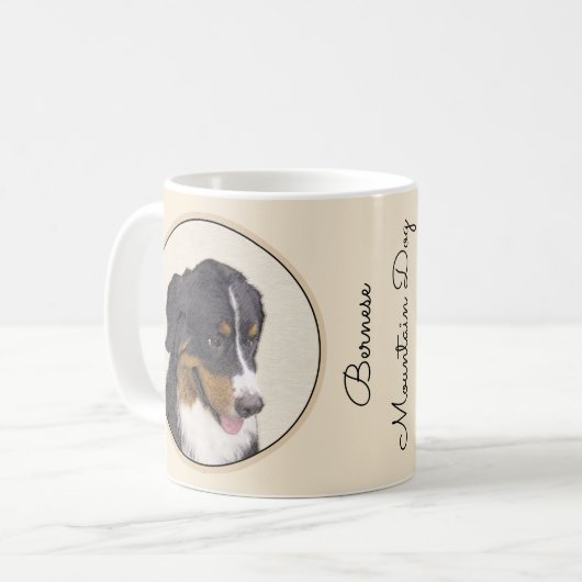 Bernese Mountain Hund Malerei - Original Hunde Kun Kaffeetasse (Vorderseite Links)