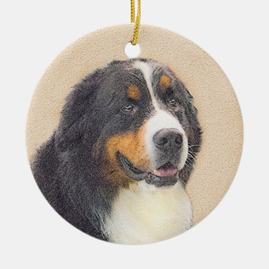 Bernese Mountain Hund Malerei - Original Hunde Kun Keramik Ornament (Vorne)