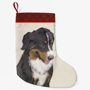 Bernese Mountain Hund Malerei - Original Hunde Kun Kleiner Weihnachtsstrumpf