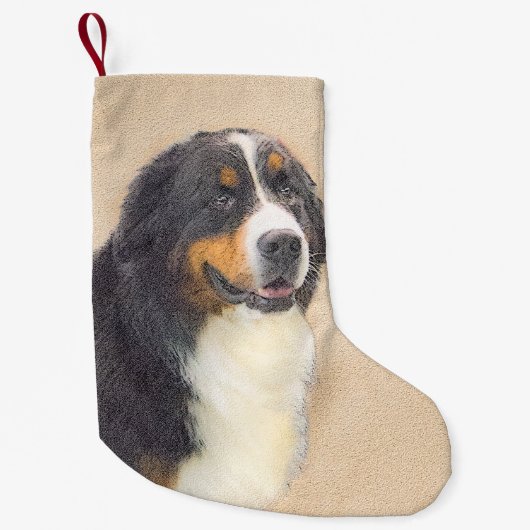 Bernese Mountain Hund Malerei - Original Hunde Kun Kleiner Weihnachtsstrumpf (Vorderseite)