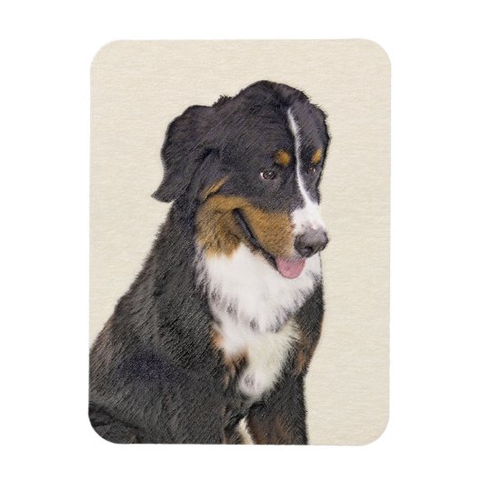 Bernese Mountain Hund Malerei - Original Hunde Kun Magnet (Vertikal)