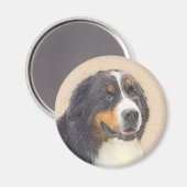 Bernese Mountain Hund Malerei - Original Hunde Kun Magnet (Vorderseite/Rückseite)