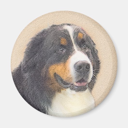 Bernese Mountain Hund Malerei - Original Hunde Kun Magnet (Vorne)