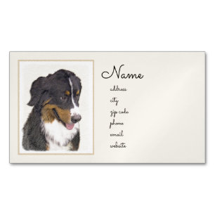 Bernese Mountain Hund Malerei - Original Hunde Kun Magnetische Visitenkarte