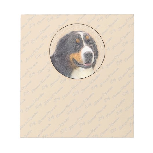 Bernese Mountain Hund Malerei - Original Hunde Kun Notizblock (Vorderseite)