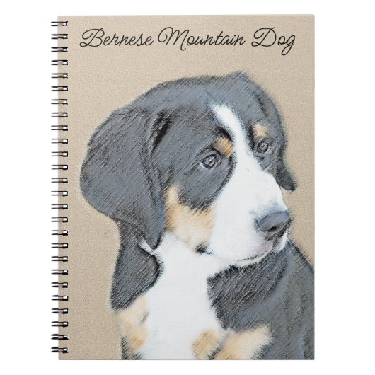 Bernese Mountain Hund Malerei - Original Hunde Kun Notizblock (Vorderseite)