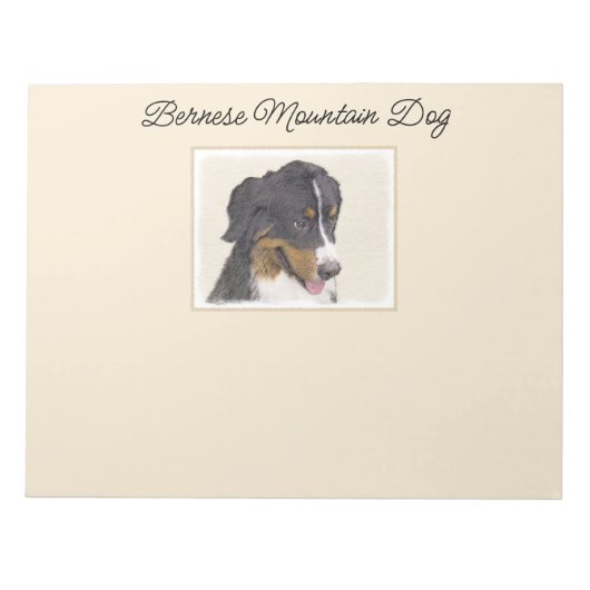 Bernese Mountain Hund Malerei - Original Hunde Kun Notizblock (Vorderseite)