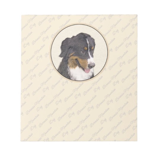 Bernese Mountain Hund Malerei - Original Hunde Kun Notizblock (Vorderseite)