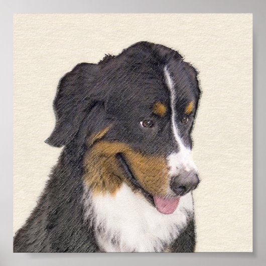 Bernese Mountain Hund Malerei - Original Hunde Kun Poster (Vorne)