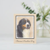 Bernese Mountain Hund Malerei - Original Hunde Kun Postkarte (Stehend Vorderseite)