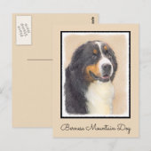 Bernese Mountain Hund Malerei - Original Hunde Kun Postkarte (Vorne/Hinten)