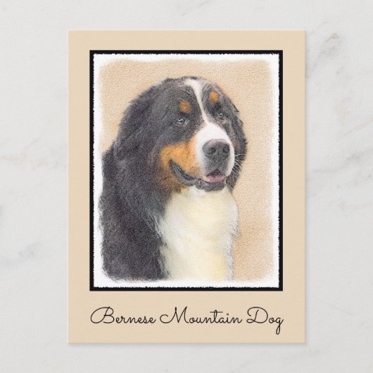 Bernese Mountain Hund Malerei - Original Hunde Kun Postkarte (Vorderseite)