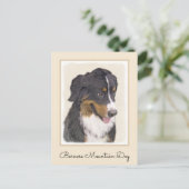 Bernese Mountain Hund Malerei - Original Hunde Kun Postkarte (Stehend Vorderseite)
