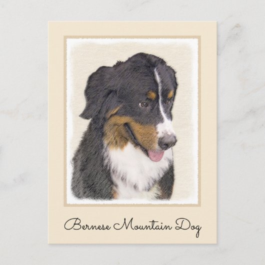 Bernese Mountain Hund Malerei - Original Hunde Kun Postkarte (Vorderseite)