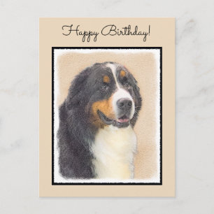 Bernese Mountain Hund Malerei - Original Hunde Kun Postkarte