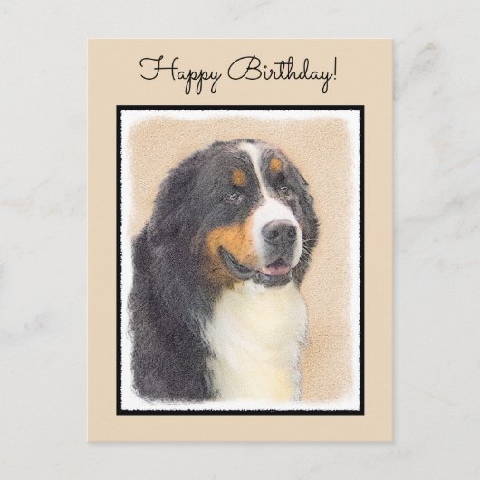 Bernese Mountain Hund Malerei - Original Hunde Kun Postkarte (Vorderseite)