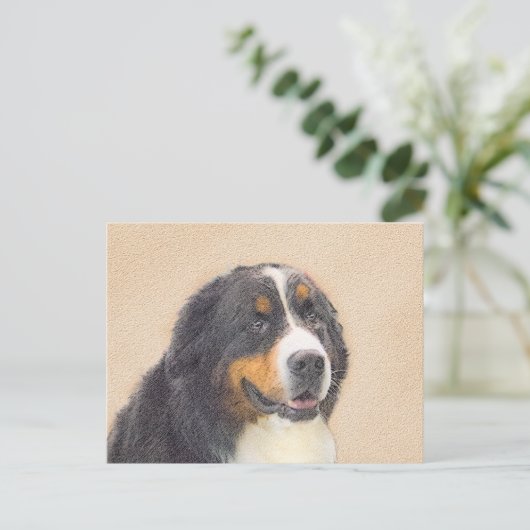 Bernese Mountain Hund Malerei - Original Hunde Kun Postkarte (Stehend Vorderseite)