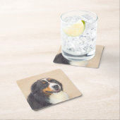 Bernese Mountain Hund Malerei - Original Hunde Kun Rechteckiger Pappuntersetzer (Vor Ort)