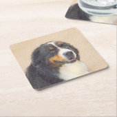 Bernese Mountain Hund Malerei - Original Hunde Kun Rechteckiger Pappuntersetzer (angewinkelt)