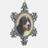 Bernese Mountain Hund Malerei - Original Hunde Kun Schneeflocken Zinn-Ornament (Links)