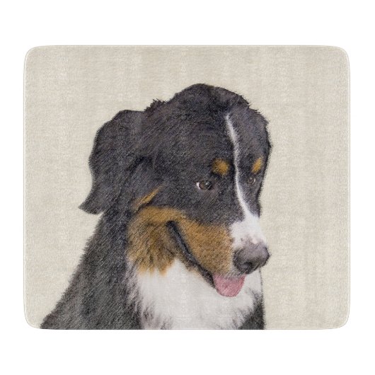 Bernese Mountain Hund Malerei - Original Hunde Kun Schneidebrett (Vorderseite)