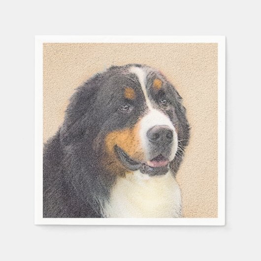 Bernese Mountain Hund Malerei - Original Hunde Kun Serviette (Vorderseite)