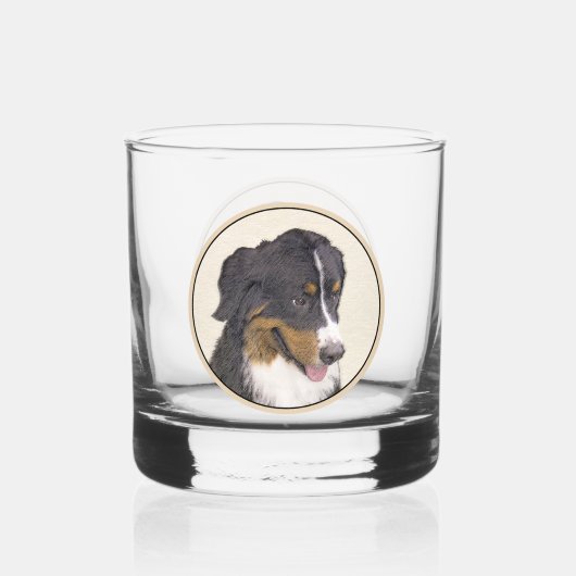 Bernese Mountain Hund Malerei - Original Hunde Kun Whiskyglas (Vorderseite)