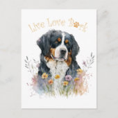 Bernese Mountain Hund Mama Floral Postkarte (Vorderseite)