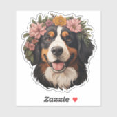 Bernese Mountain Hund mit Blume Sticker (Blatt)