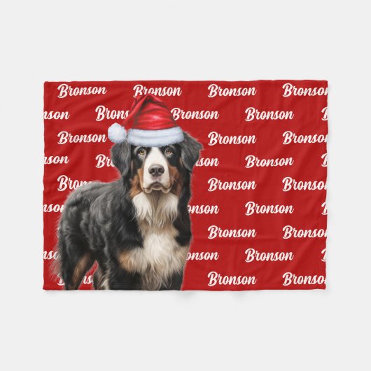 Bernese Mountain Hund mit Namen Weihnachtsfeiertag Fleecedecke (Vorderseite (Horizontal))