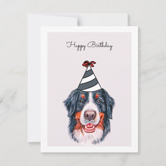 Bernese Mountain Hund mit Party Hat Card (Vorderseite)