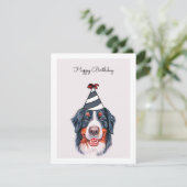 Bernese Mountain Hund mit Party Hat Card (Stehend Vorderseite)
